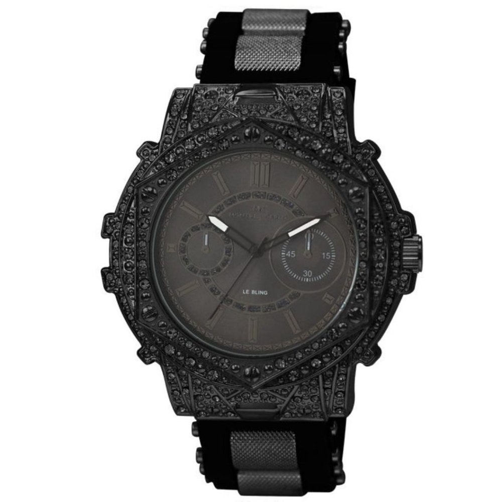 53mm Montres Carlo Men's Hip Hop Rapper Stones Black Clubbing Luxury Watch